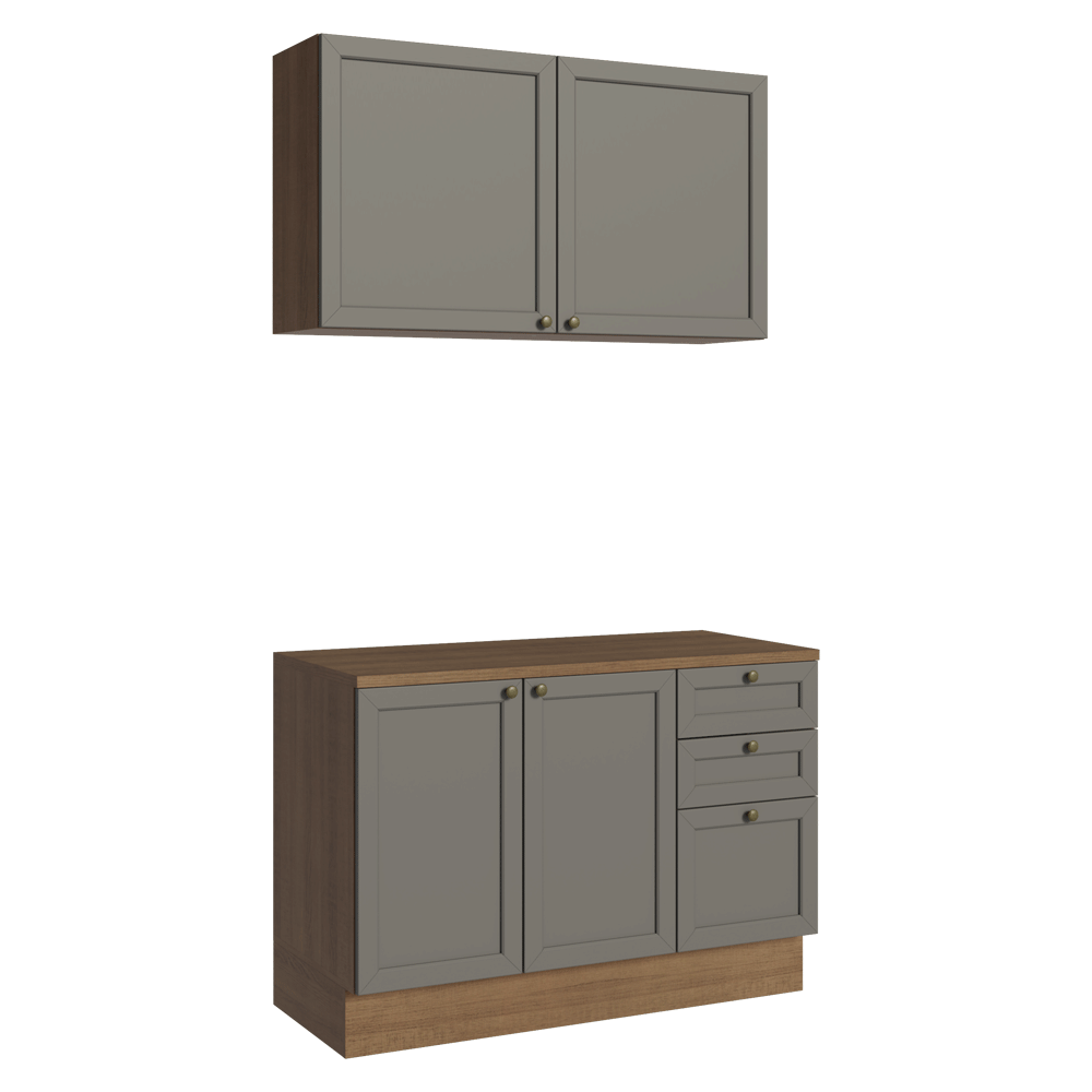 Cocina Integral 120 cm Marrón/Gris Vik Madesa 01
