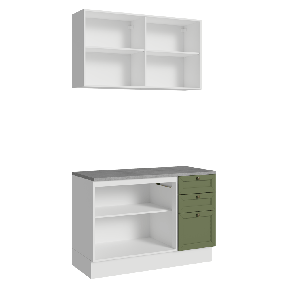 Cocina Integral 120 cm Blanco/Verde Vik Madesa 01