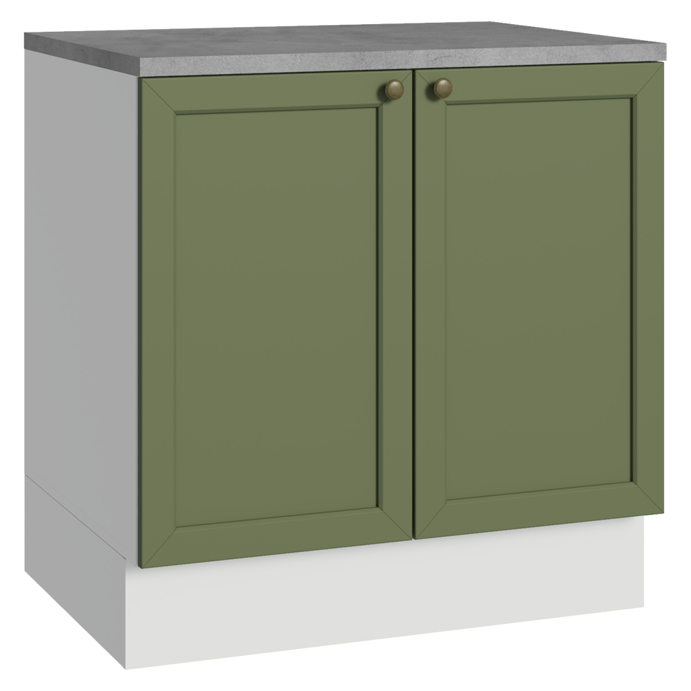 Gabinete Bajo de Cocina 80 x 60 cm 2 Puertas (Con Encimera) Blanco/Verde Vik Madesa