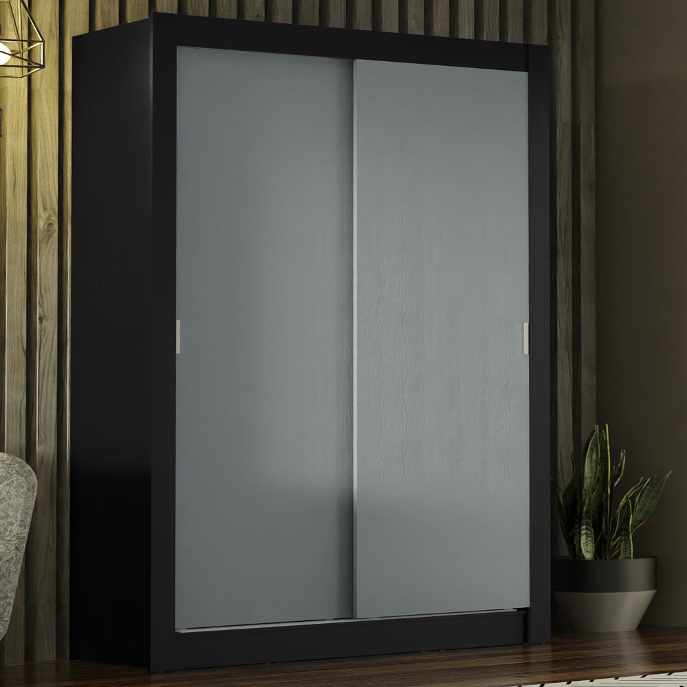 Clóset Soltero Denver 2 Puertas Corredizas Negro/Gris