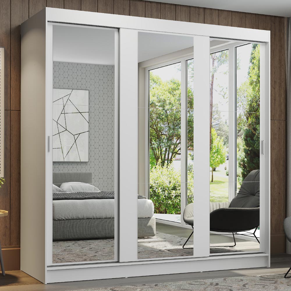 Clóset Matrimonial Reno 3 Puertas Corredera con Espejo - Blanco