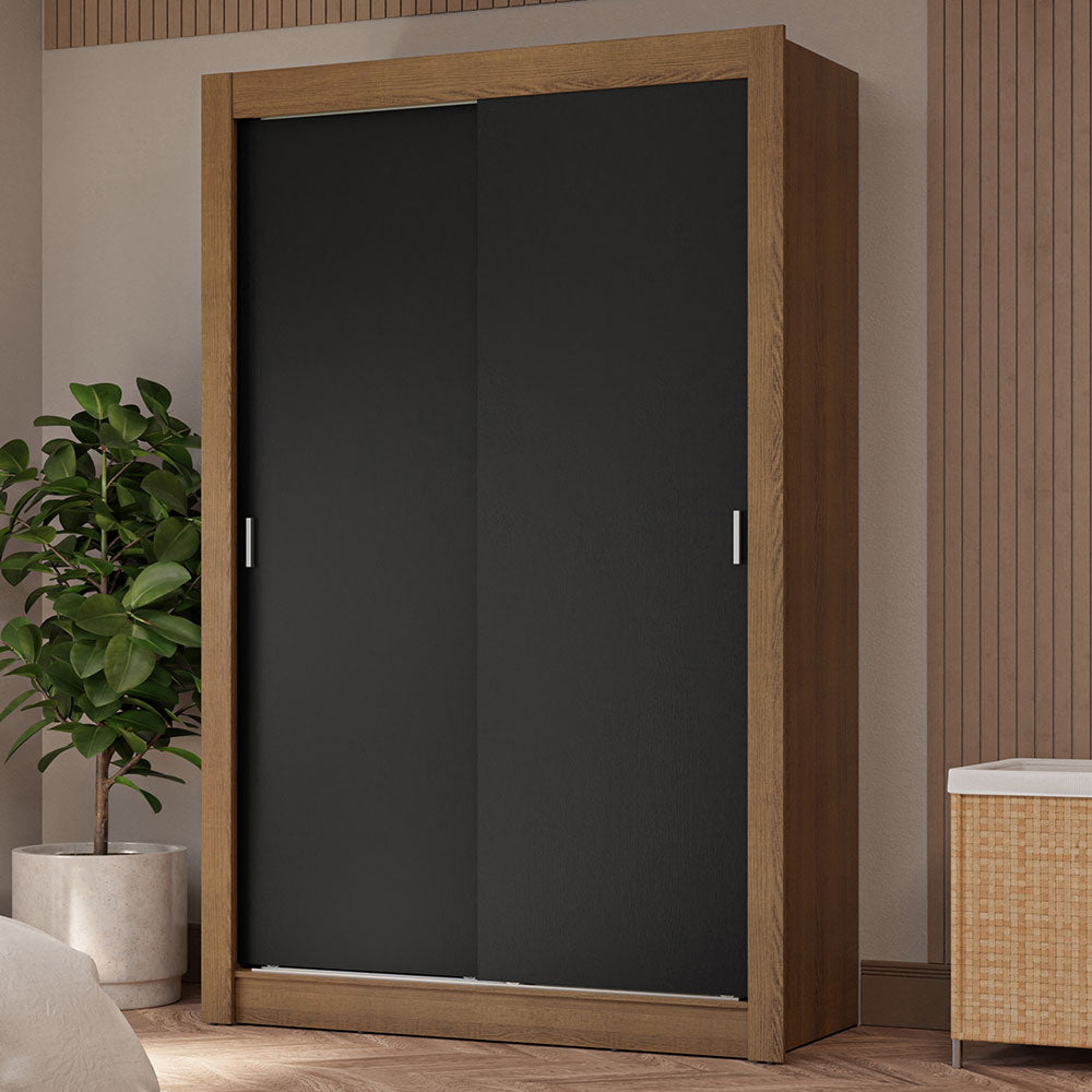 Clóset Soltero 2 Puertas Corredizas 4 Cajones Marrón/Negro Vivare Plus