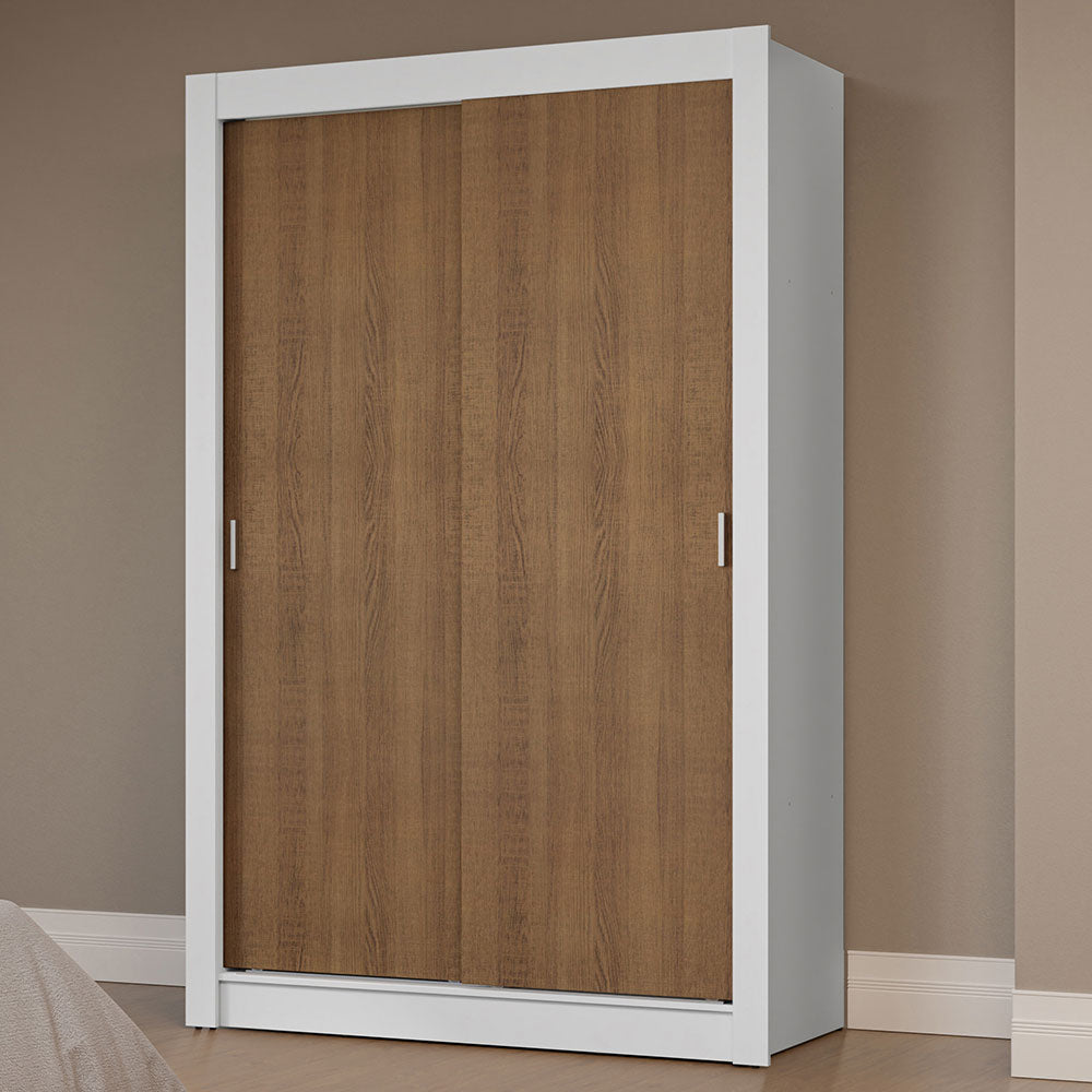 Clóset Soltero 2 Puertas Corredizas Blanco/Marrón Milano