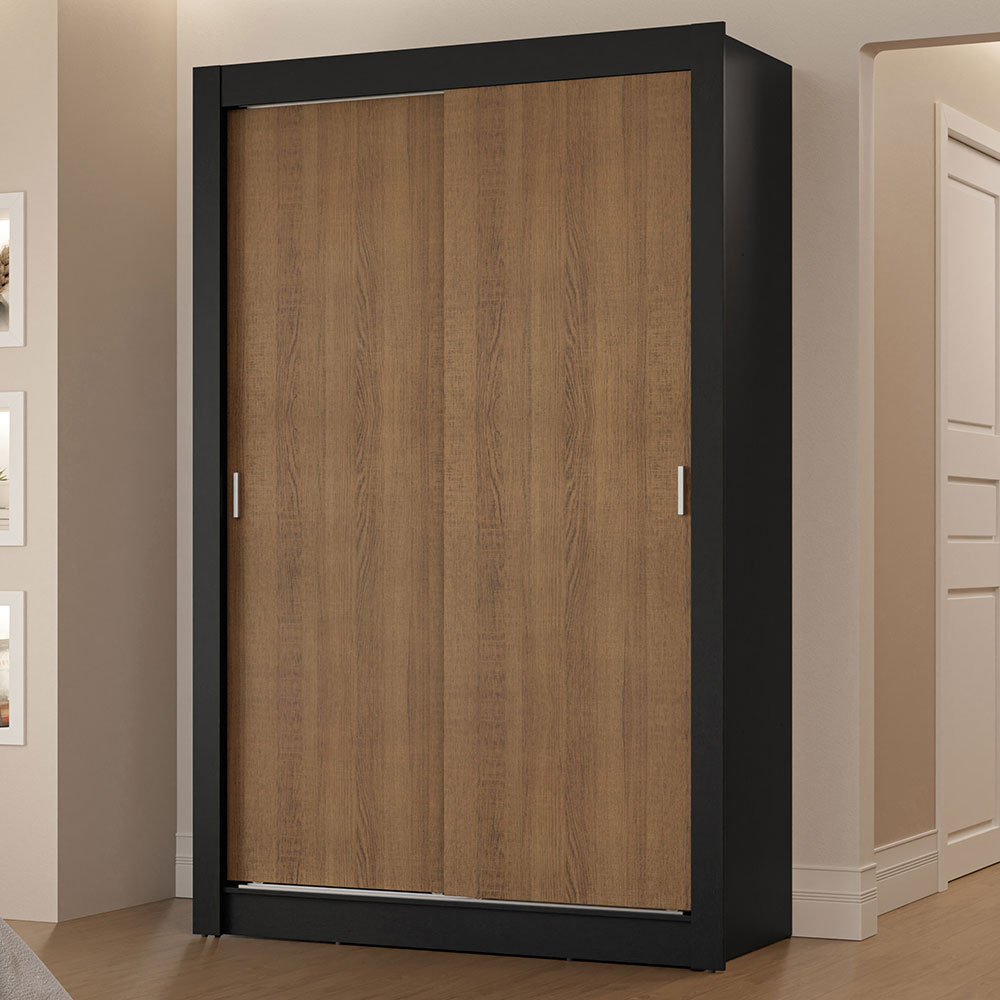 Clóset Soltero 2 Puertas Corredizas 2 Cajones Negro/Marrón Vivare