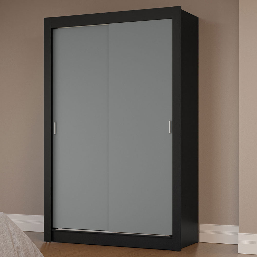 Clóset Soltero 2 Puertas Corredizas Negro/Gris Milano