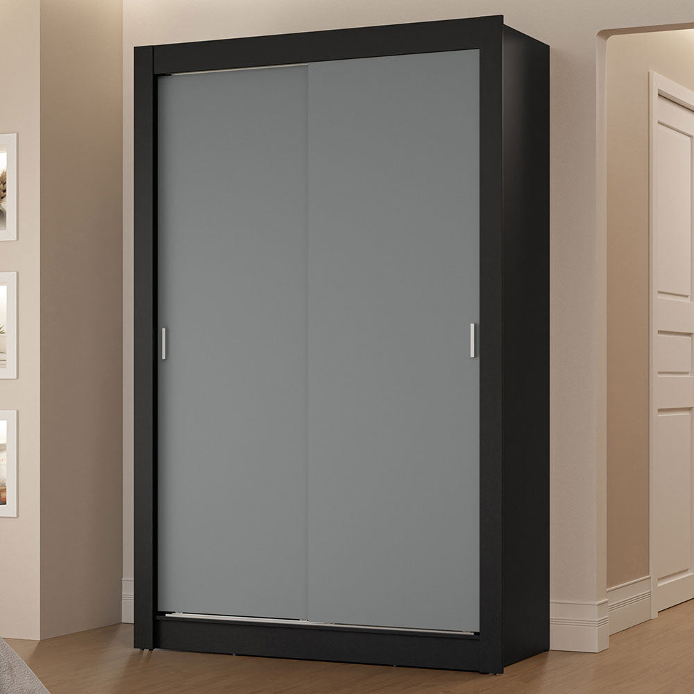 Clóset Soltero 2 Puertas Corredizas 2 Cajones Negro/Gris Vivare