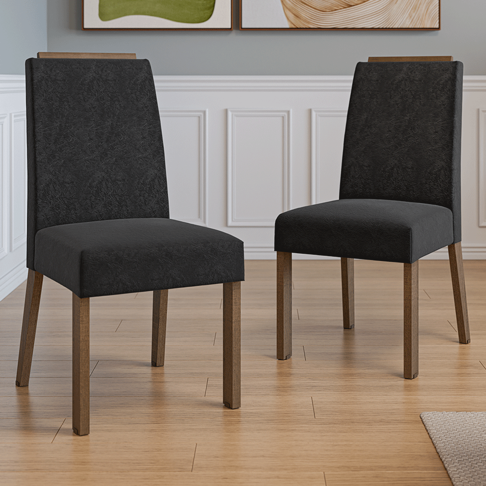 Kit 2 Sillas de Comedor 4255 con Respaldo Marrón/Oxford Madesa