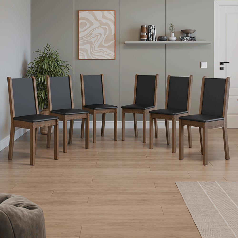 Juego de 6 Sillas para Comedor 4291 Marrón/Negro