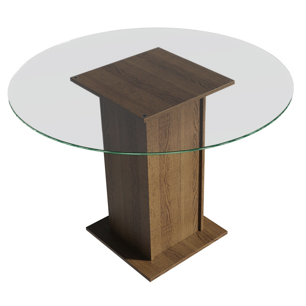 Juego de Comedor Encimera de Vidrio Circular 4 Sillas Marrón/Silver Irene
