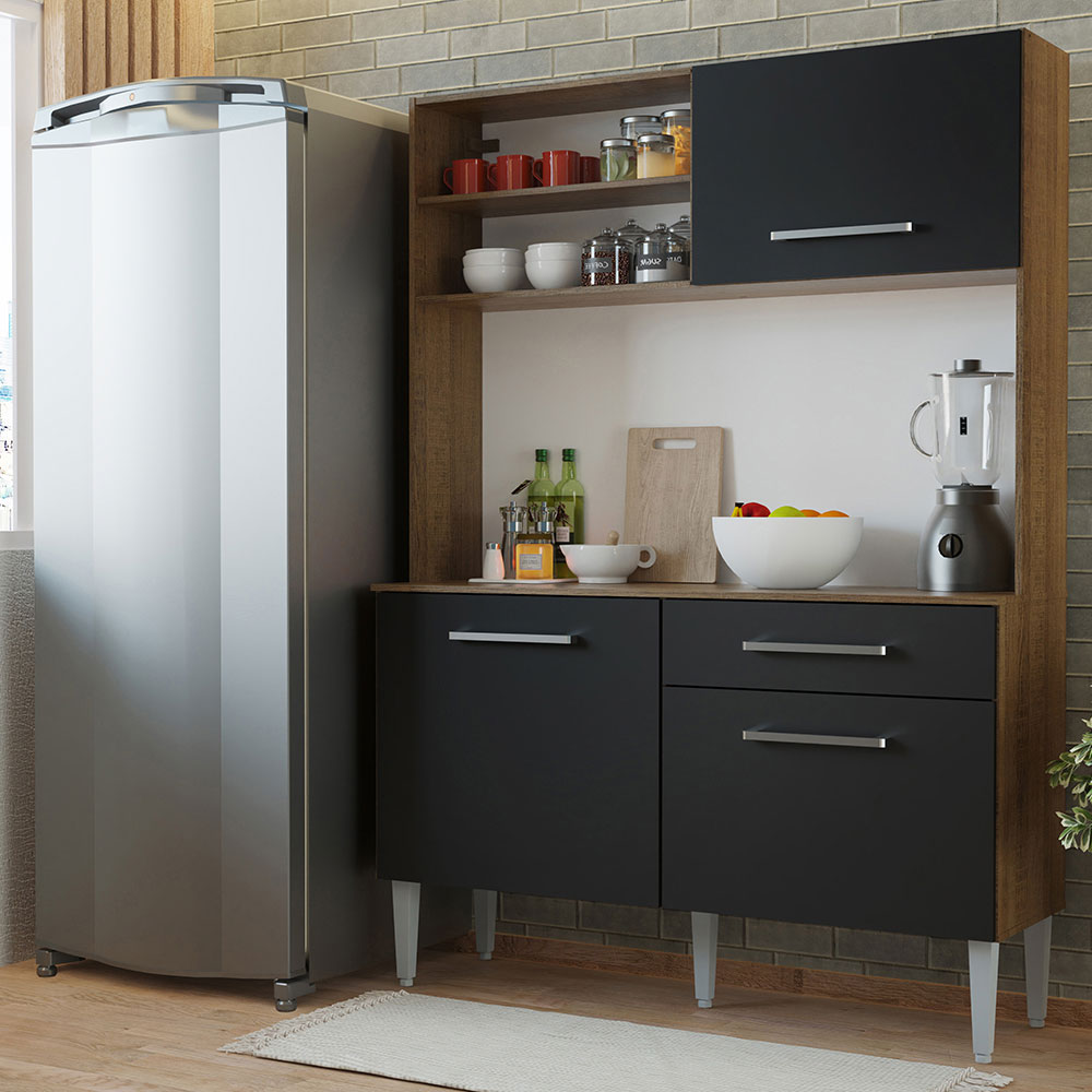 Cocina Compacta 120cm Marron/Negro Life