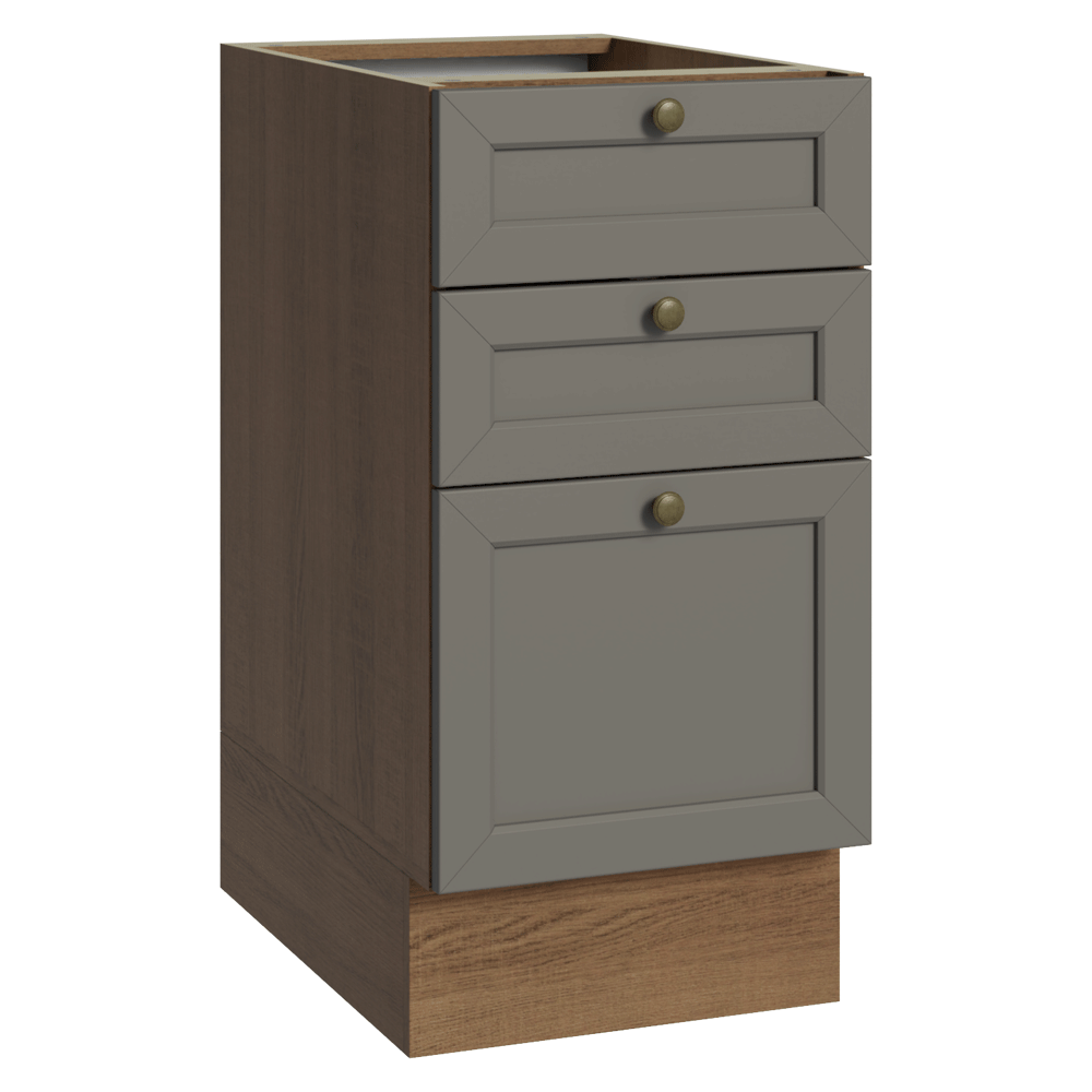Gabinete Bajo de Cocina 40 x 60 cm 3 Cajones (Sin encimera) Marrón/Gris Vik Madesa