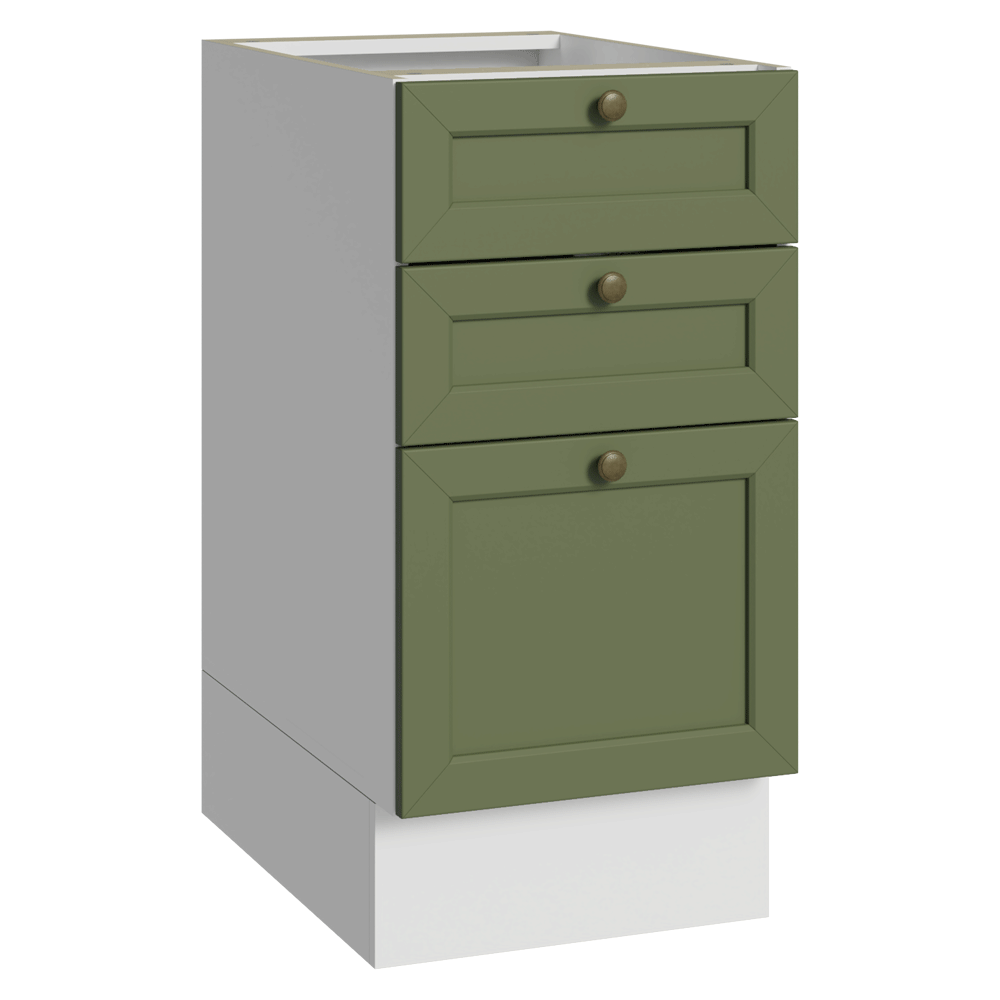 Gabinete Bajo de Cocina 40 x 60 cm 3 Cajones (Sin encimera) Blanco/Verde Vik Madesa
