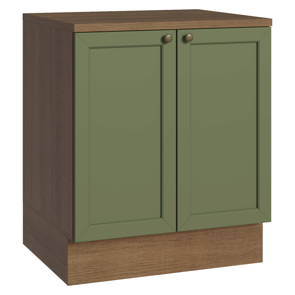 Gabinete Bajo de Cocina 70 x 60 cm 2 Puertas (Con Encimera) Marrón/Verde Vik Madesa