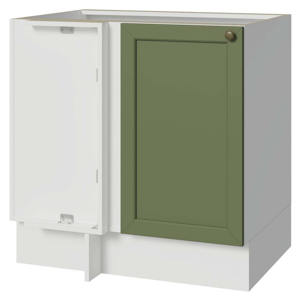Gabinete Bajo Esquinero para Línea de 60 cm Profundidad (Sin encimera) Blanco/Verde Vik Madesa