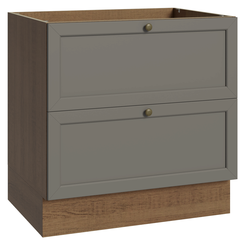 Gabinete Bajo de Cocina 80 x 60 cm 2 Cajones (Sin encimera) Marrón/Gris Vik Madesa