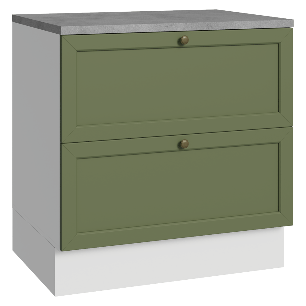 Gabinete Bajo de Cocina 80 x 60 cm 2 Cajones (Con Encimera) Blanco/Verde Vik Madesa
