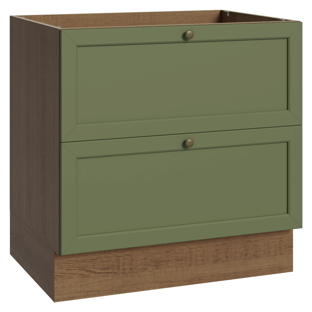 Gabinete Bajo de Cocina 80 x 60 cm 2 Cajones (Sin encimera) Marrón/Verde Vik Madesa