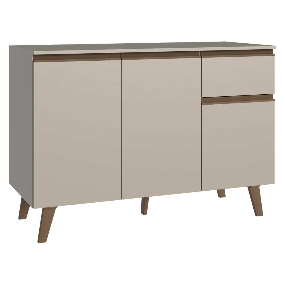 Gabinete Bajo de Cocina 120 cm 3 Puertas 1 Cajón Con Patas Crema Nice Madesa