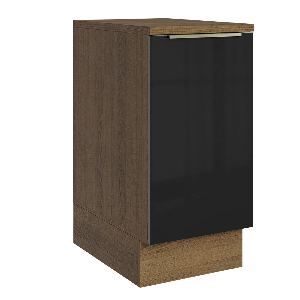 Gabinete Bajo de Cocina 40 cm 1 Puerta Marrón/Negro Lux Madesa