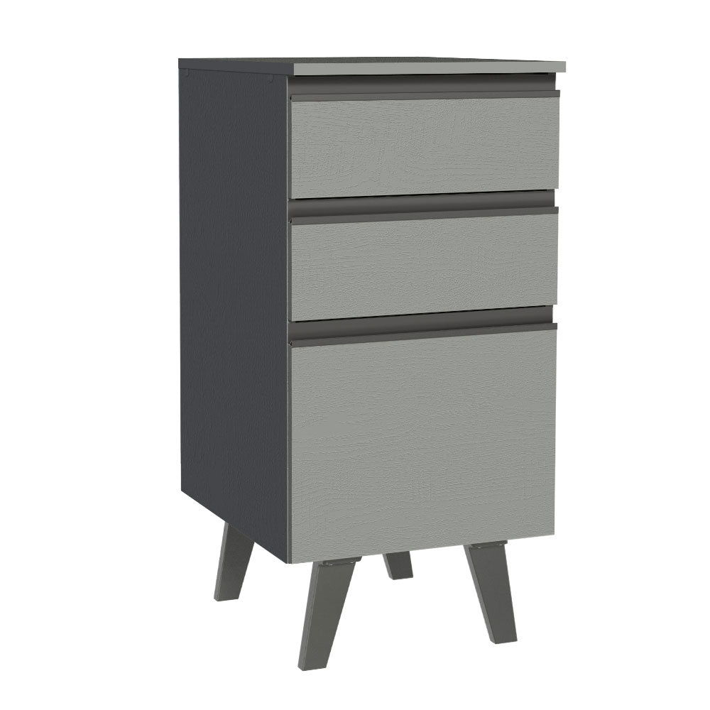 Gabinete Bajo 40 cm 3 Cajones Con Patas Gris Nice Madesa