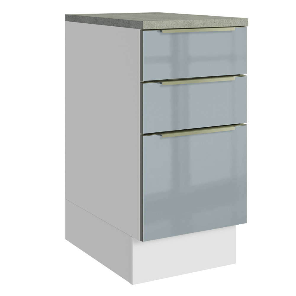 Gabinete Bajo de Cocina 40 cm 3 Cajones Blanco/Gris Lux Madesa