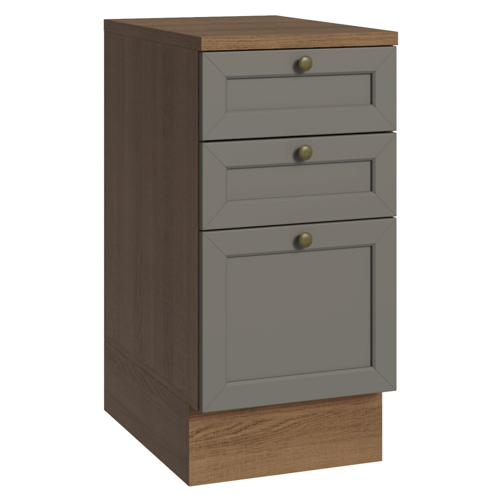 Gabinete Bajo de Cocina 40 cm 3 Cajones Marrón/Gris Vik Madesa