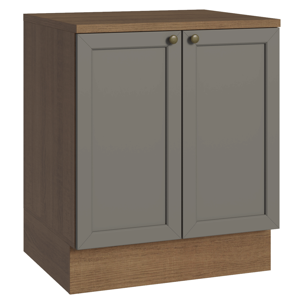 Gabinete Bajo de Cocina 70 cm 2 Puertas Marrón/Gris Vik Madesa