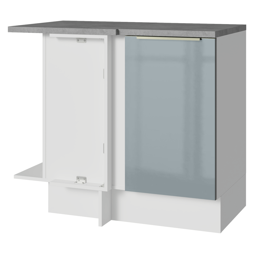 Gabinete Bajo de Esquina 1 Puerta Blanco/Gris Lux Madesa