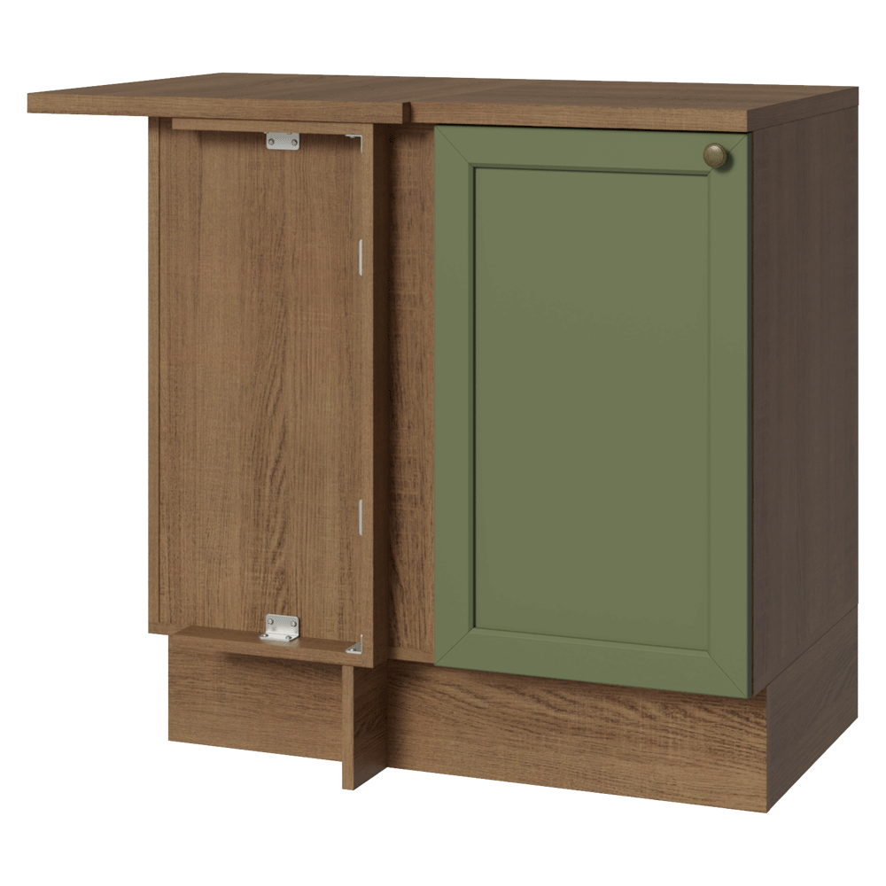 Gabinete Bajo Esquinero 1 Puerta Marrón/Verde Vik Madesa