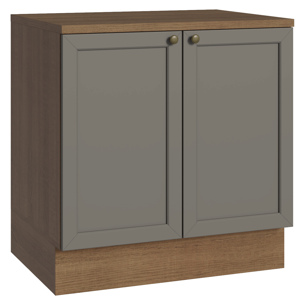 Gabinete Bajo de Cocina 80 cm 2 Puertas Marrón/Gris Vik Madesa