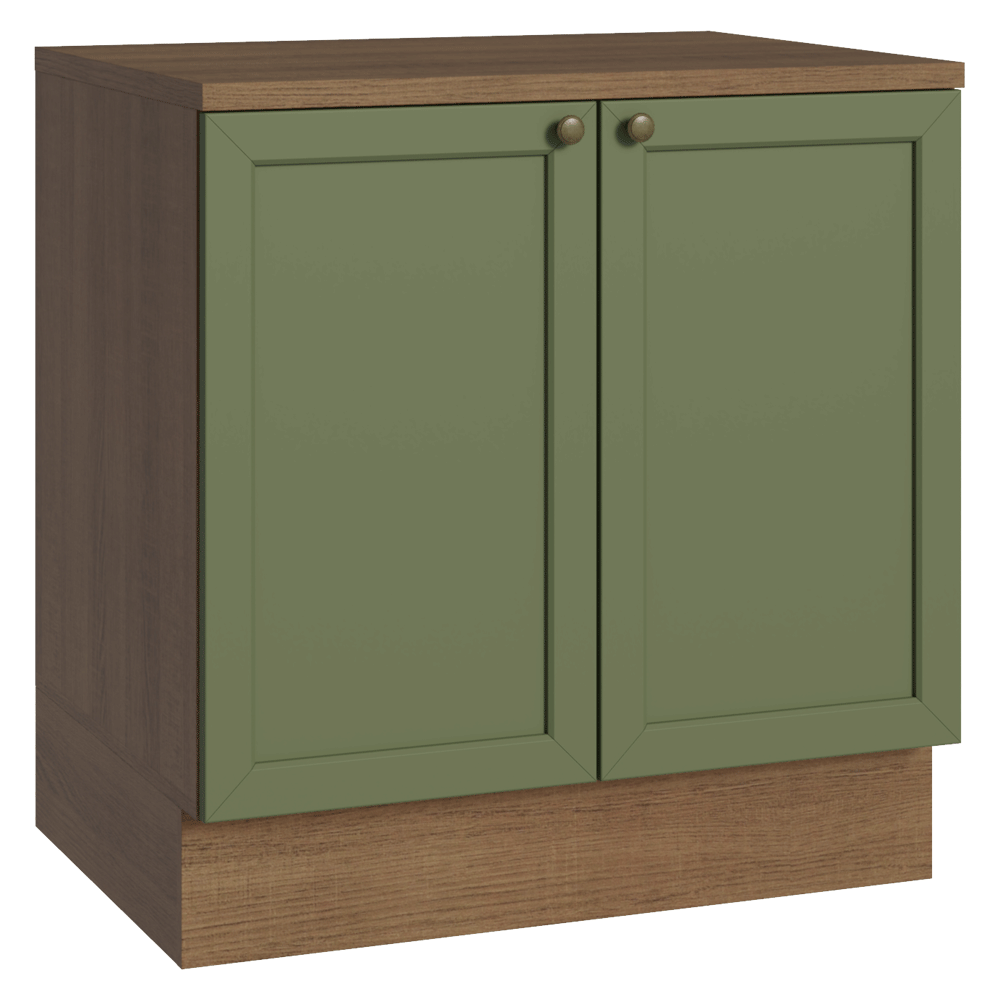 Gabinete Bajo de Cocina 80 cm 2 Puertas Marrón/Verde Vik Madesa