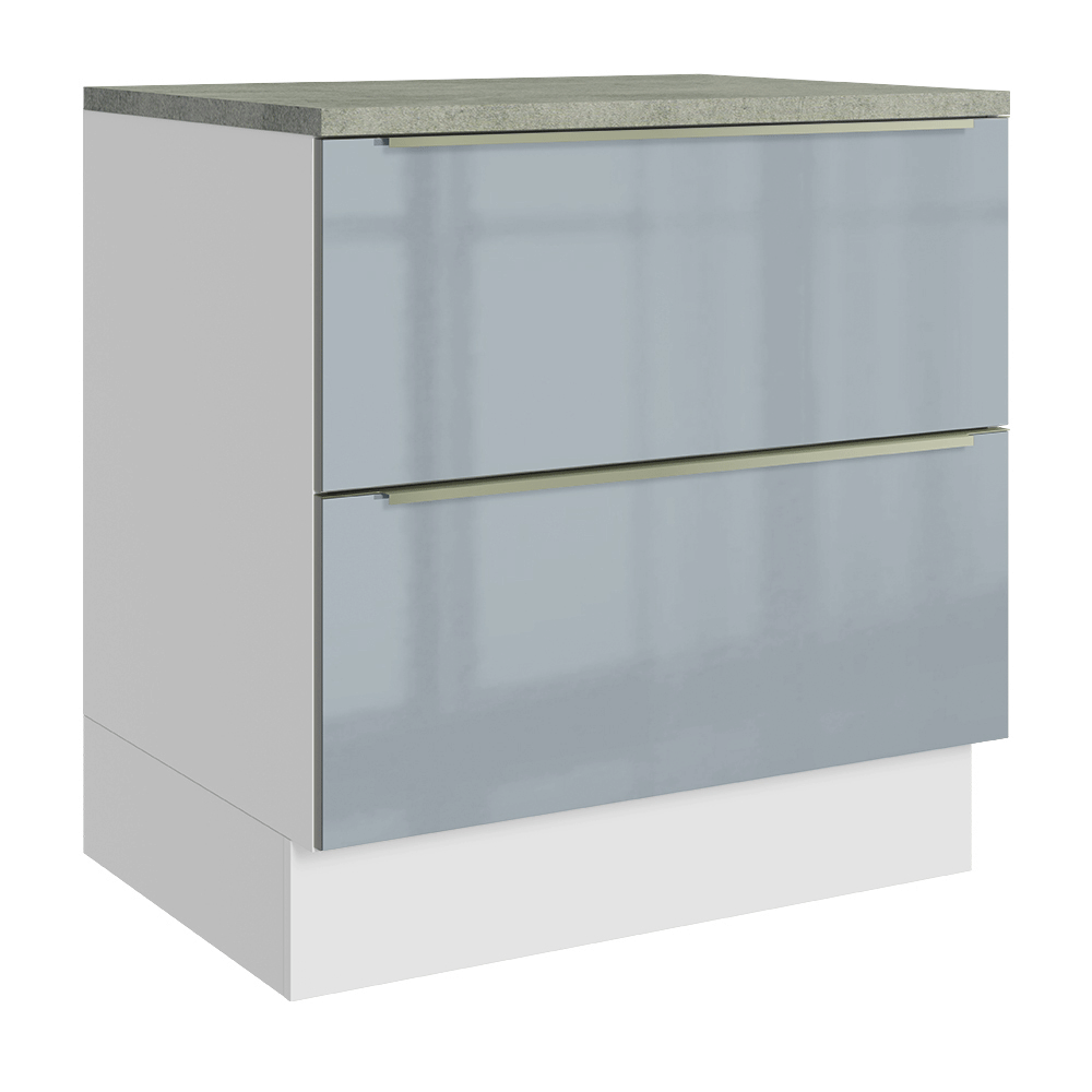 Gabinete Bajo de Cocina 80 cm 2 Cajones Blanco/Gris Lux Madesa