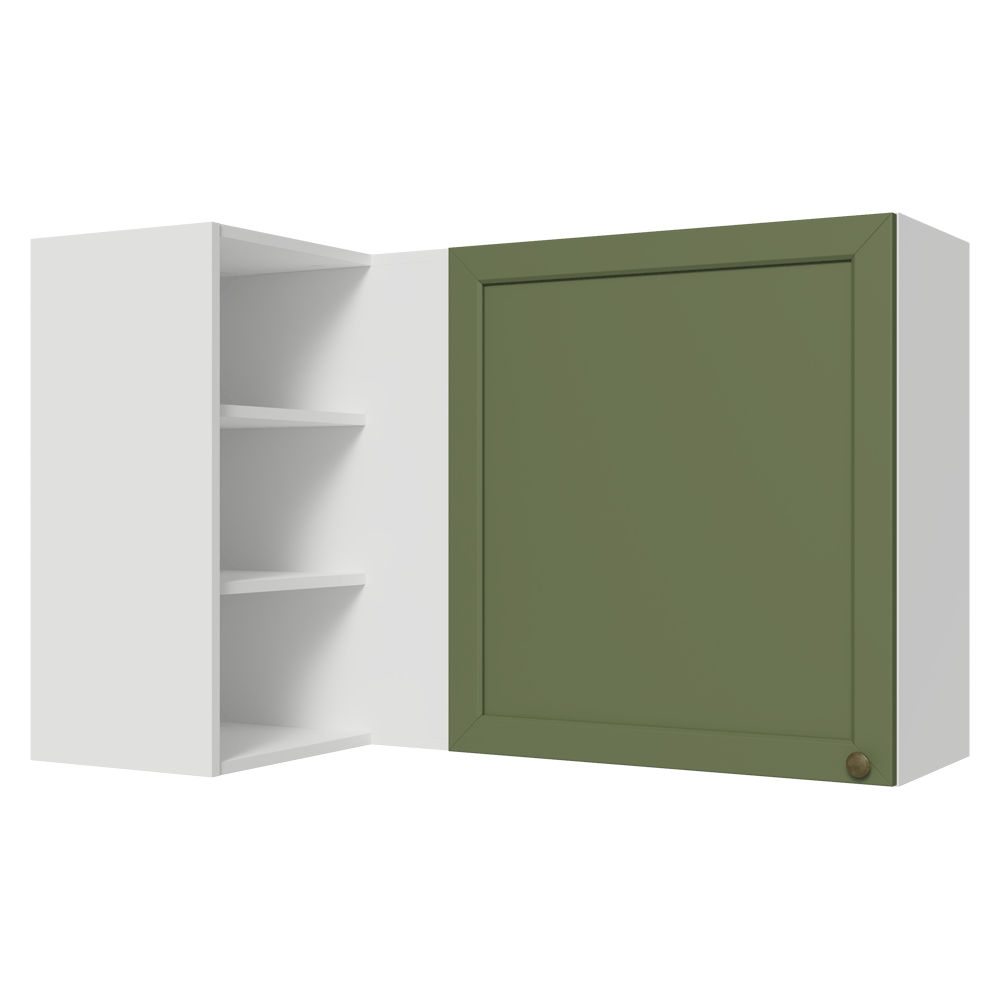 Gabinete Superior Esquinera para Línea 60 cm de Profundidad Blanco/Verde Vik Madesa