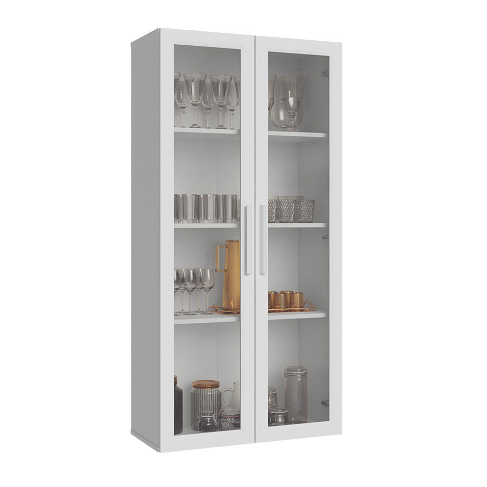 Mueble de Cocina Vitrina 70cm 2 Puertas de Vidrio Blanco Madesa