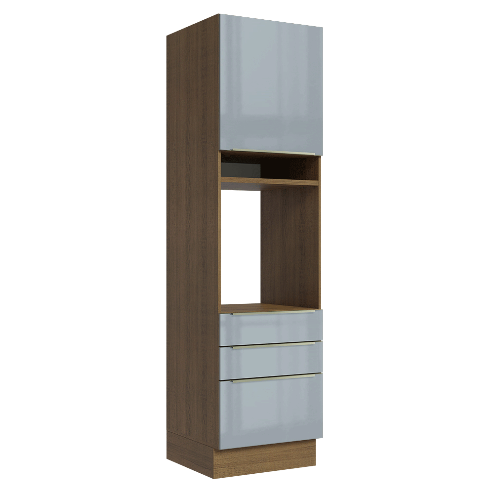 Mueble para Horno 60 cm 1 Puerta e 3 Cajones Marrón/Gris Lux Madesa