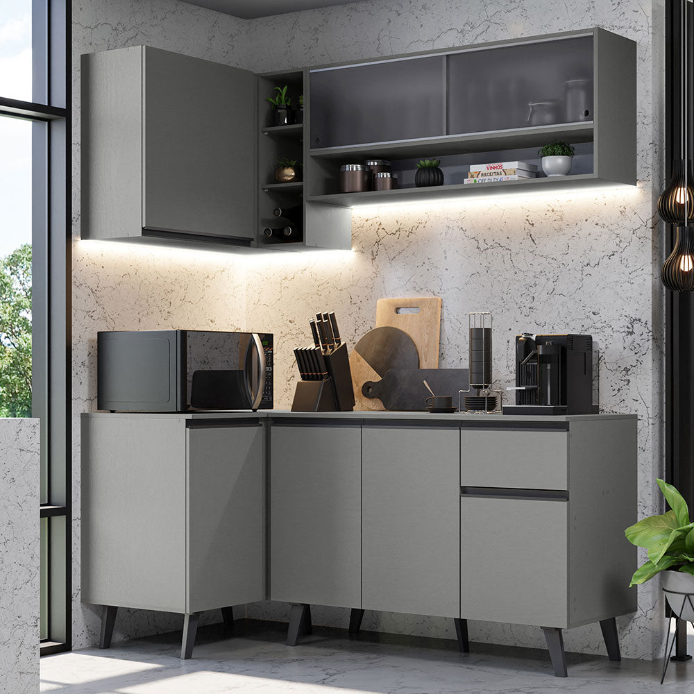 Cocina Integrale Esquinera 265 cm Gris Nice Madesa 02