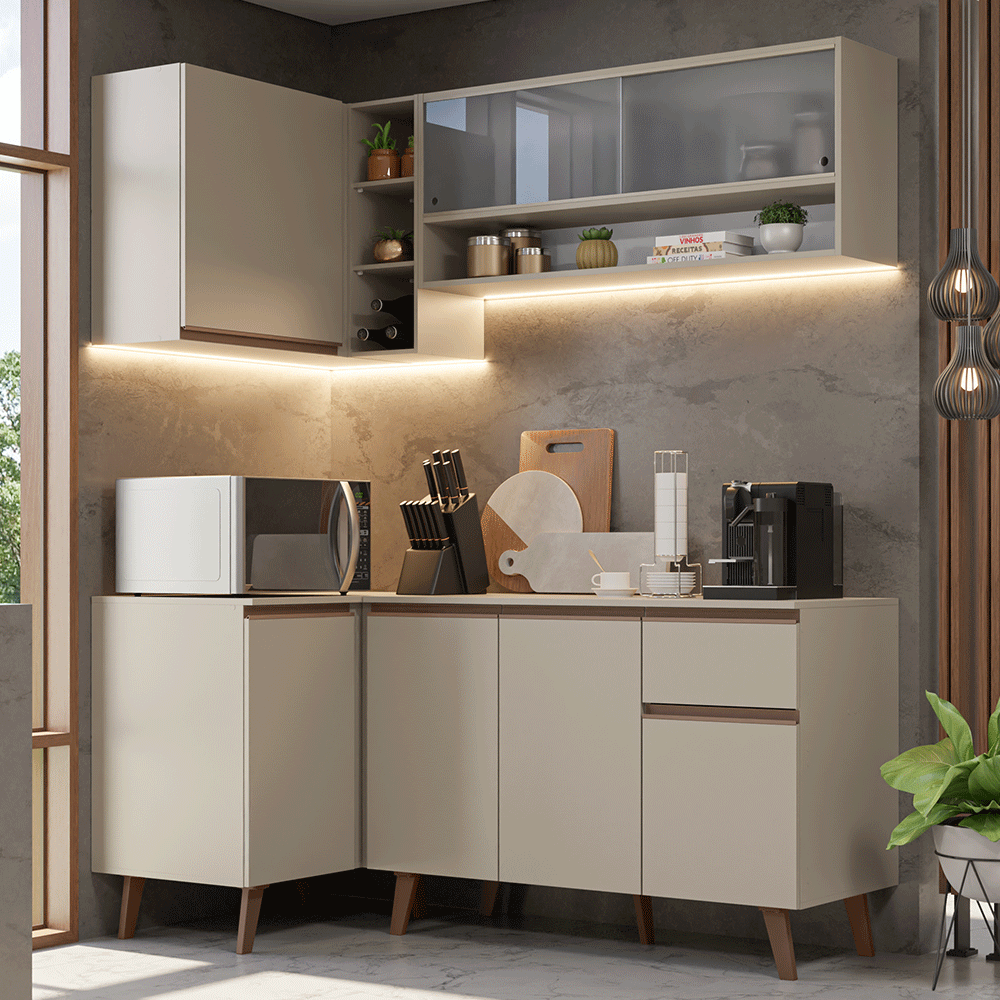 Cocina Integrale Esquinera 265 cm Crema Nice Madesa 02