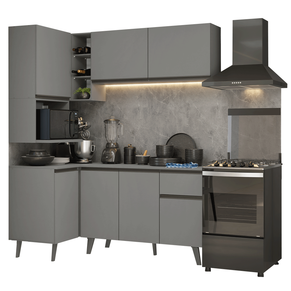 Cocina Integrale Esquinera 265 cm Gris Nice Madesa 05