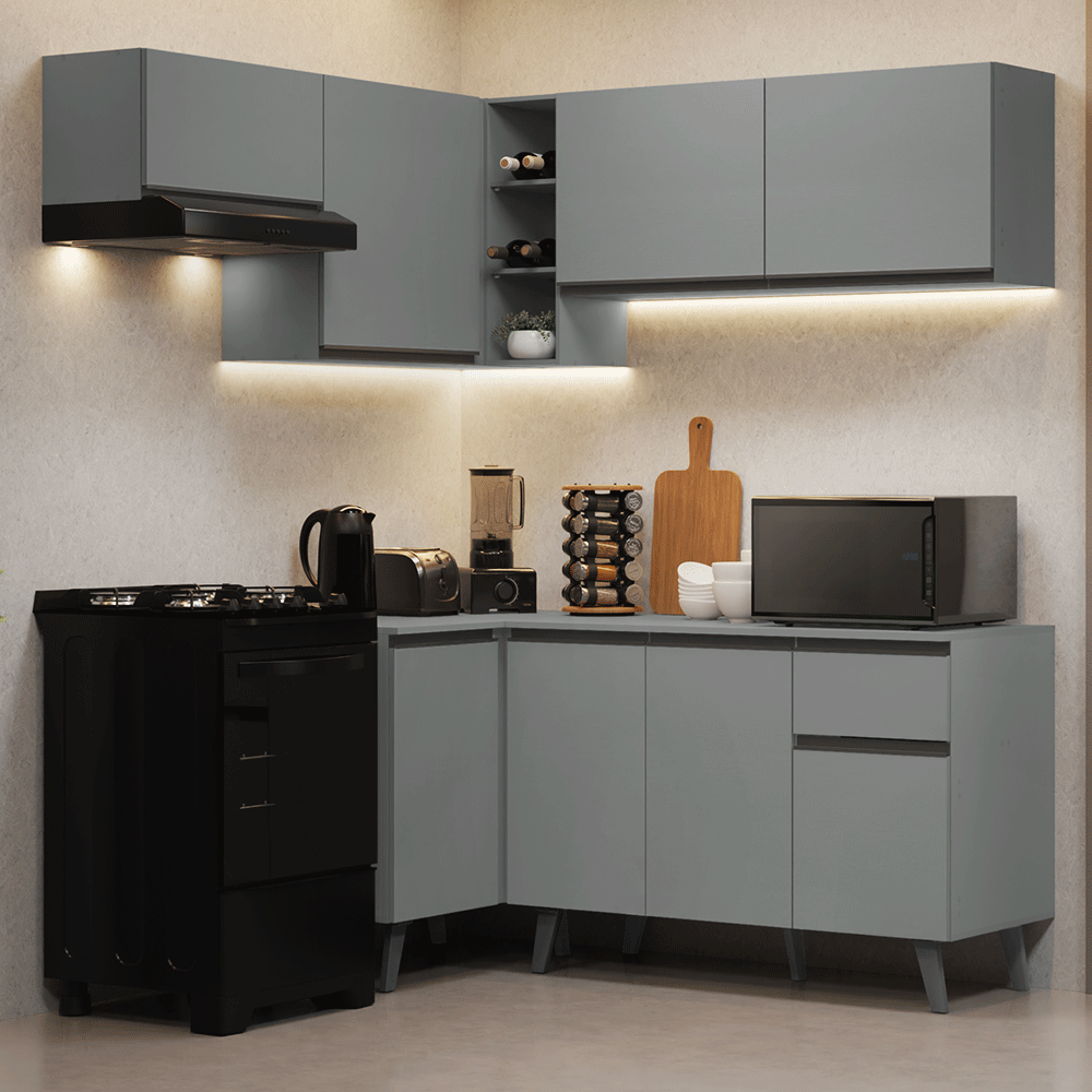 Cocina Integrale Esquinera 325 cm Gris Nice Madesa 06