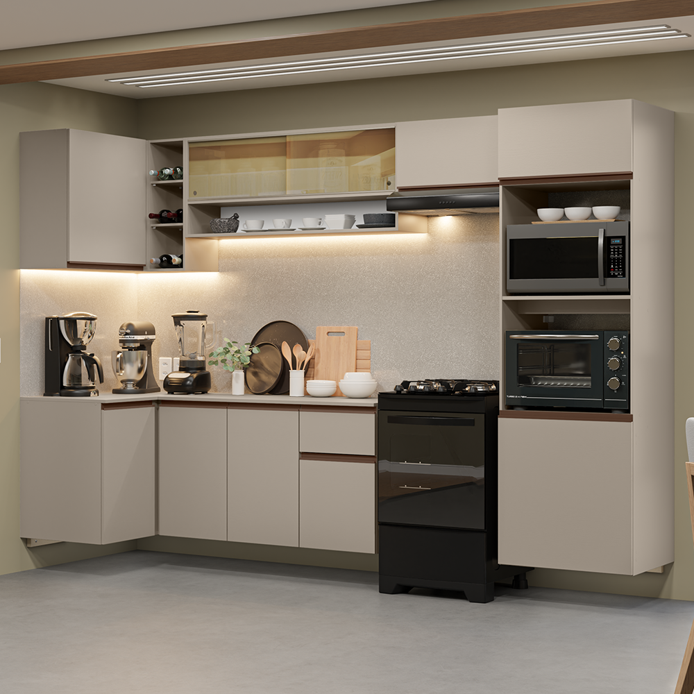 Cocina Integrale Esquinera Suspendida 385 cm Crema Nice Madesa 02
