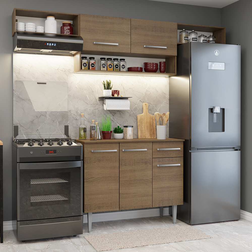 Cocina Integral 225cm Marrón Emilly Madesa 01