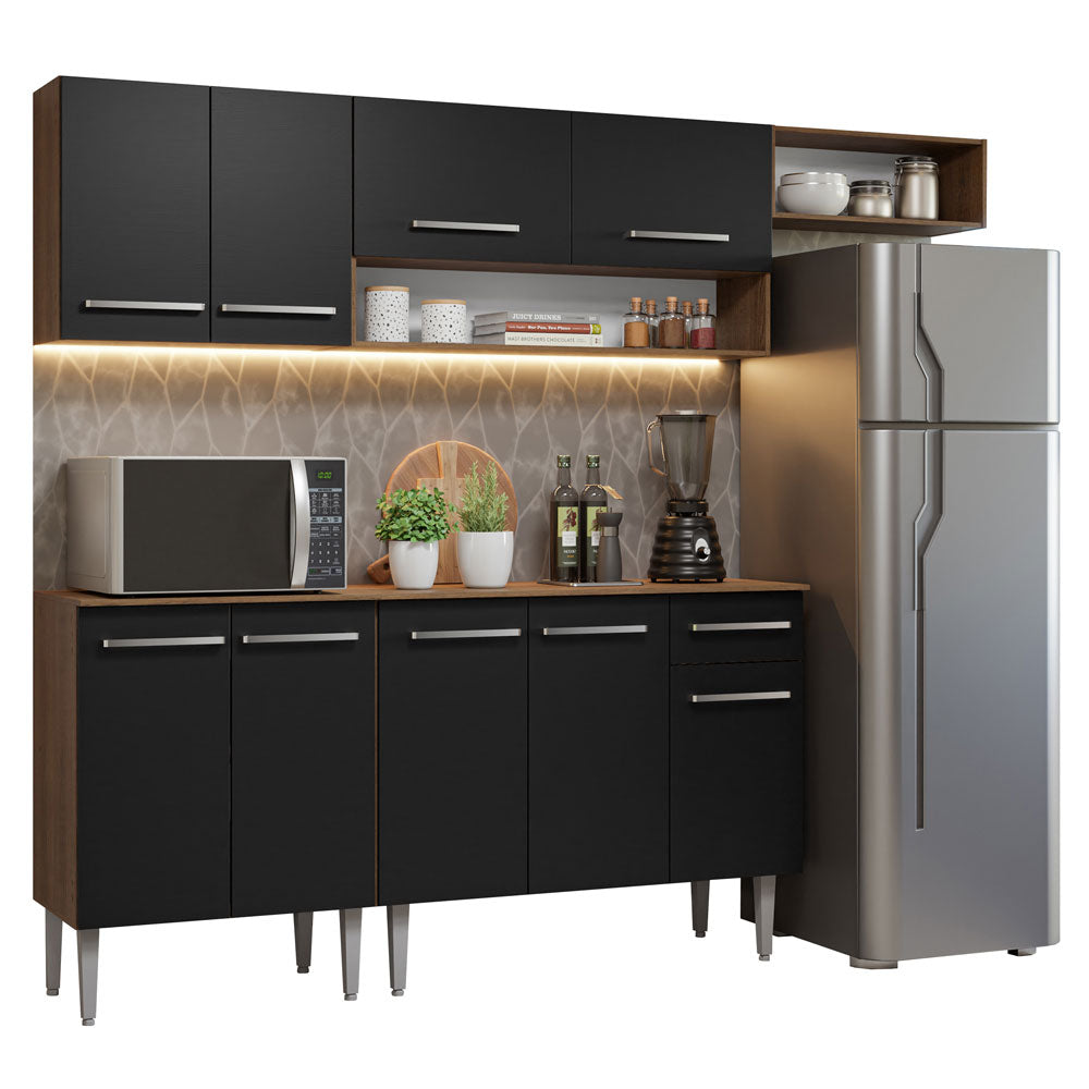 Cocina Integral 229cm con Encimera Marrón/Negro Emilly Madesa 14