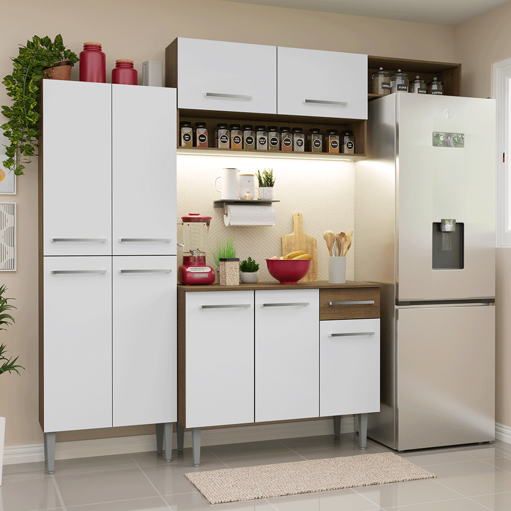 Cocina Integral 229cm Marrón/Blanco Emilly Madesa 18