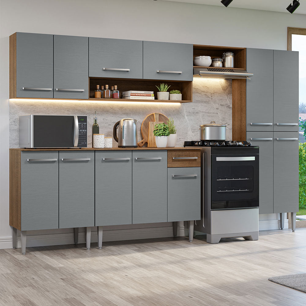 Cocina Integral 293cm Marrón/Gris Emilly 10