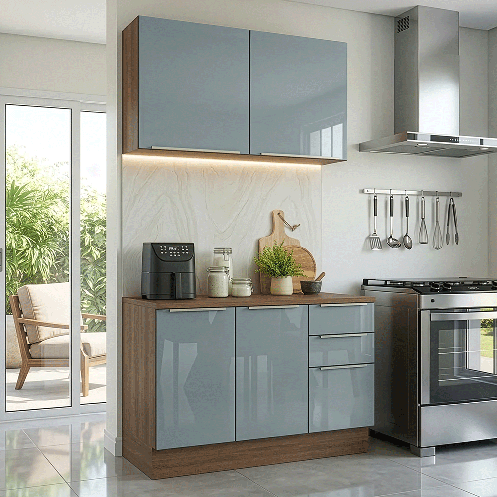 Cocina Compacta 120 x 60 cm Marrón/Gris Lux Madesa 02