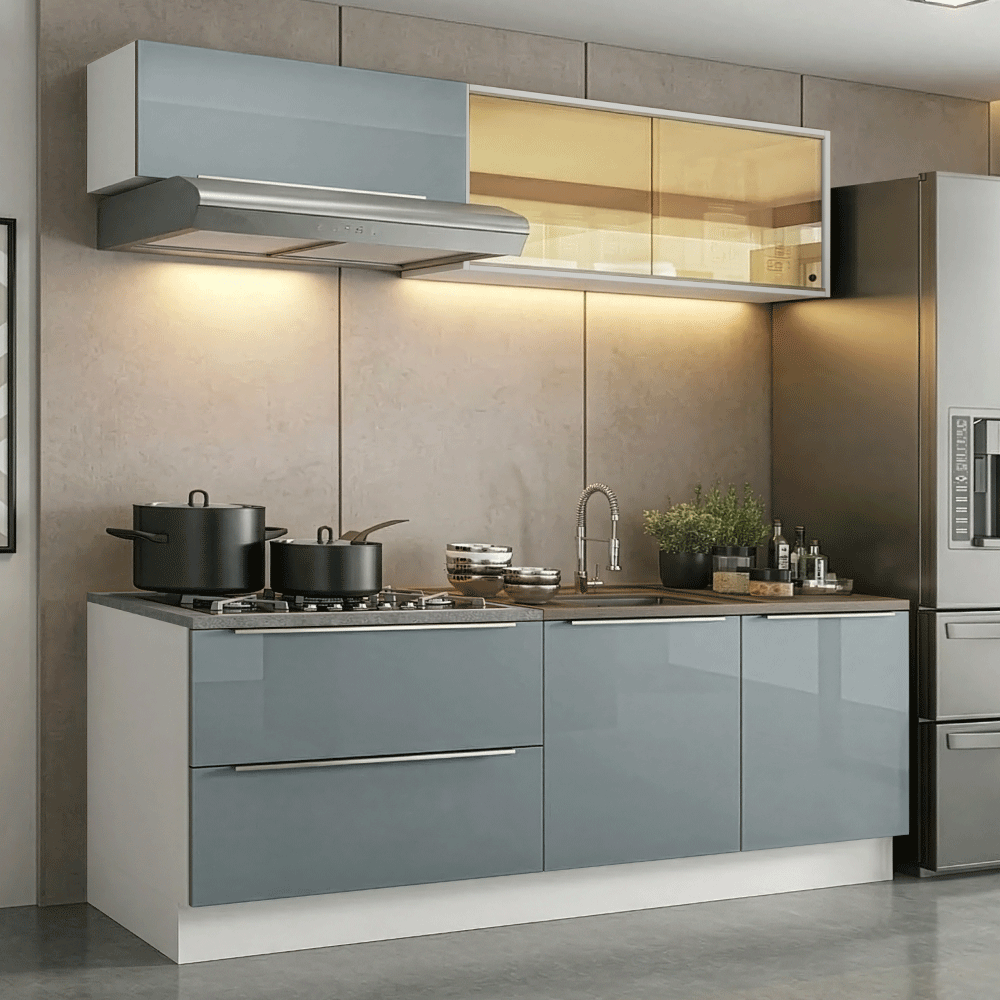 Cocina Integral 200 cm Blanco/Gris Lux Madesa 07