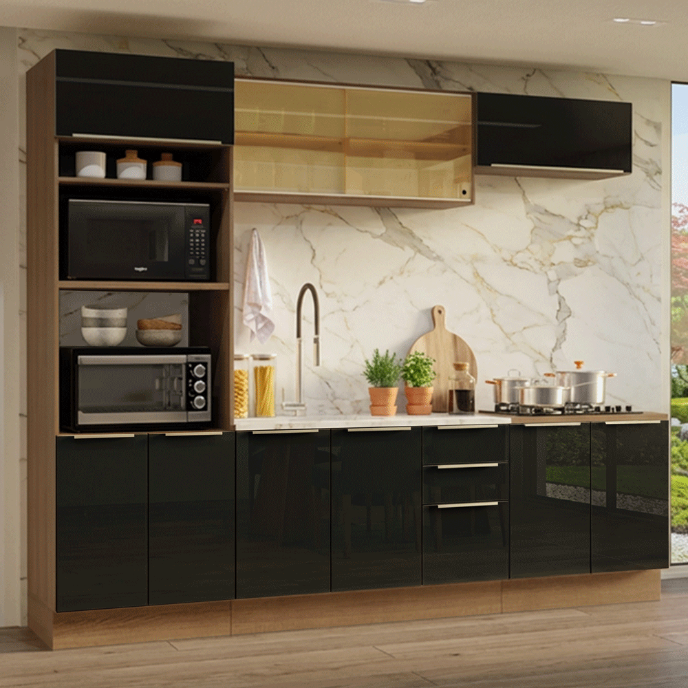 Cocina Integral 270 cm Marrón/Negro Lux Madesa 05