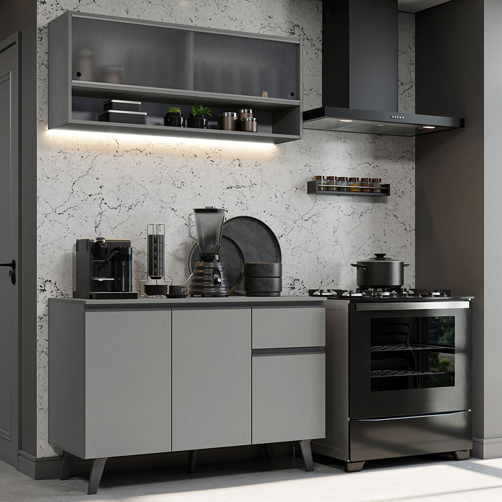 Cocina Compacta 120cm Gris Nice Madesa 02