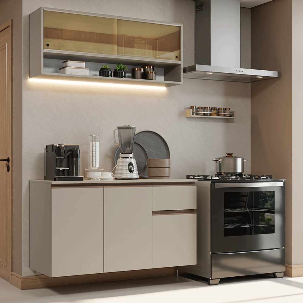 Cocina Integral 120 cm sin Patas Crema Nice 03