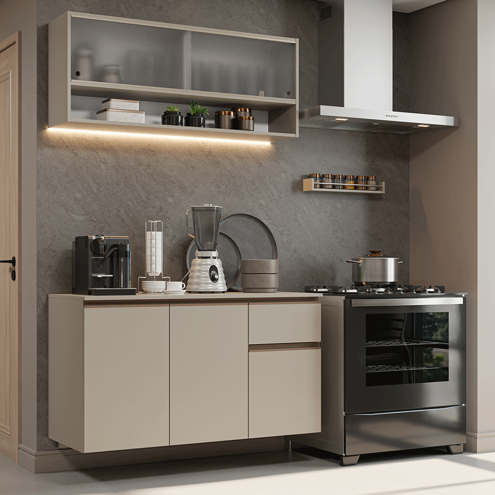 Cocina Integral 120 cm sin Patas Crema Nice 04